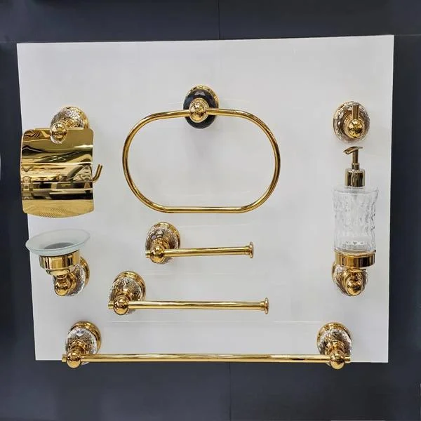 ست دیواری اکسسوری زمرد کریستال طلایی