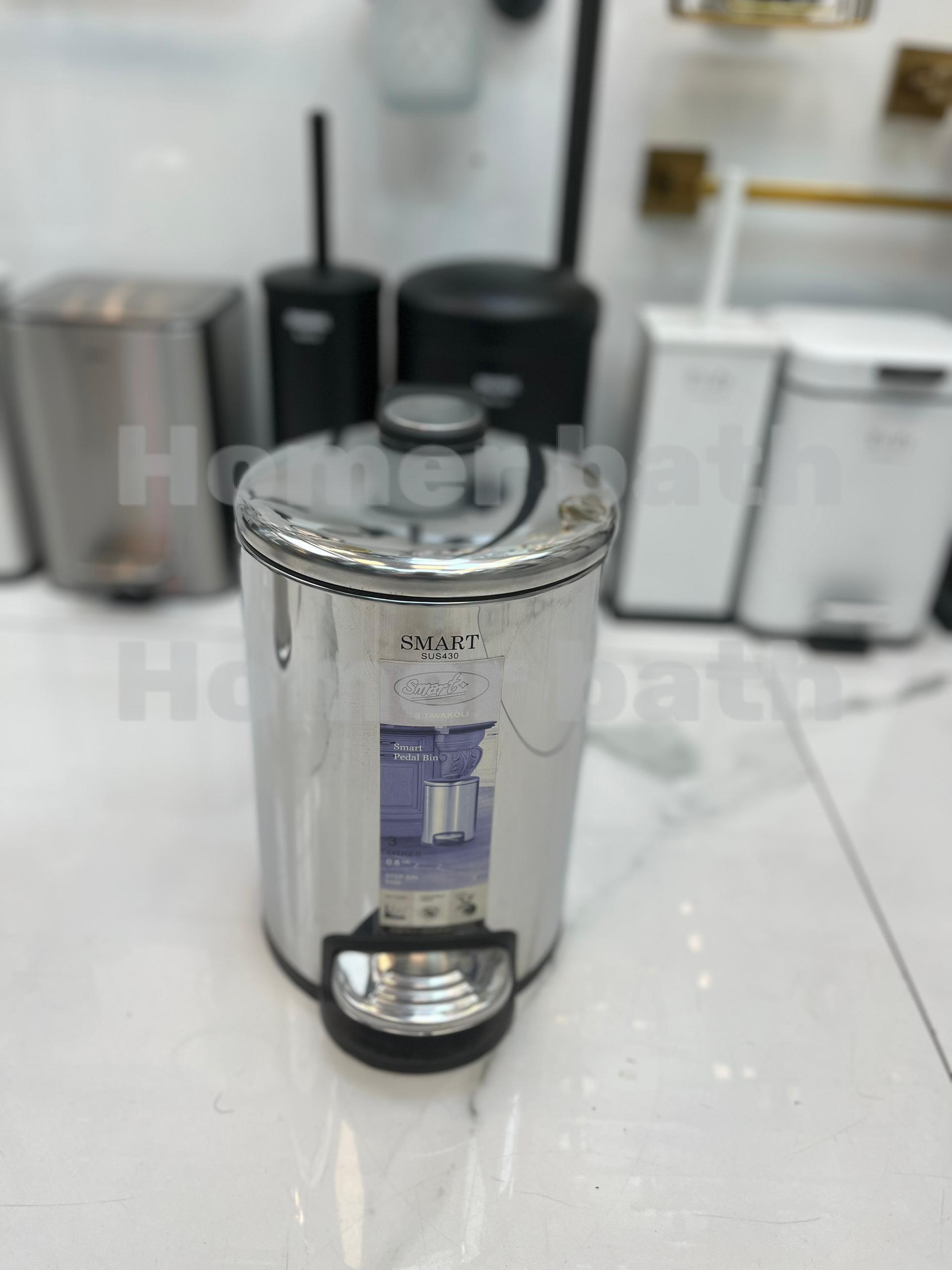 سطل-زباله-لیتری-اسمارت-کروم-براق-مدل-پدالدار-اقتصادی